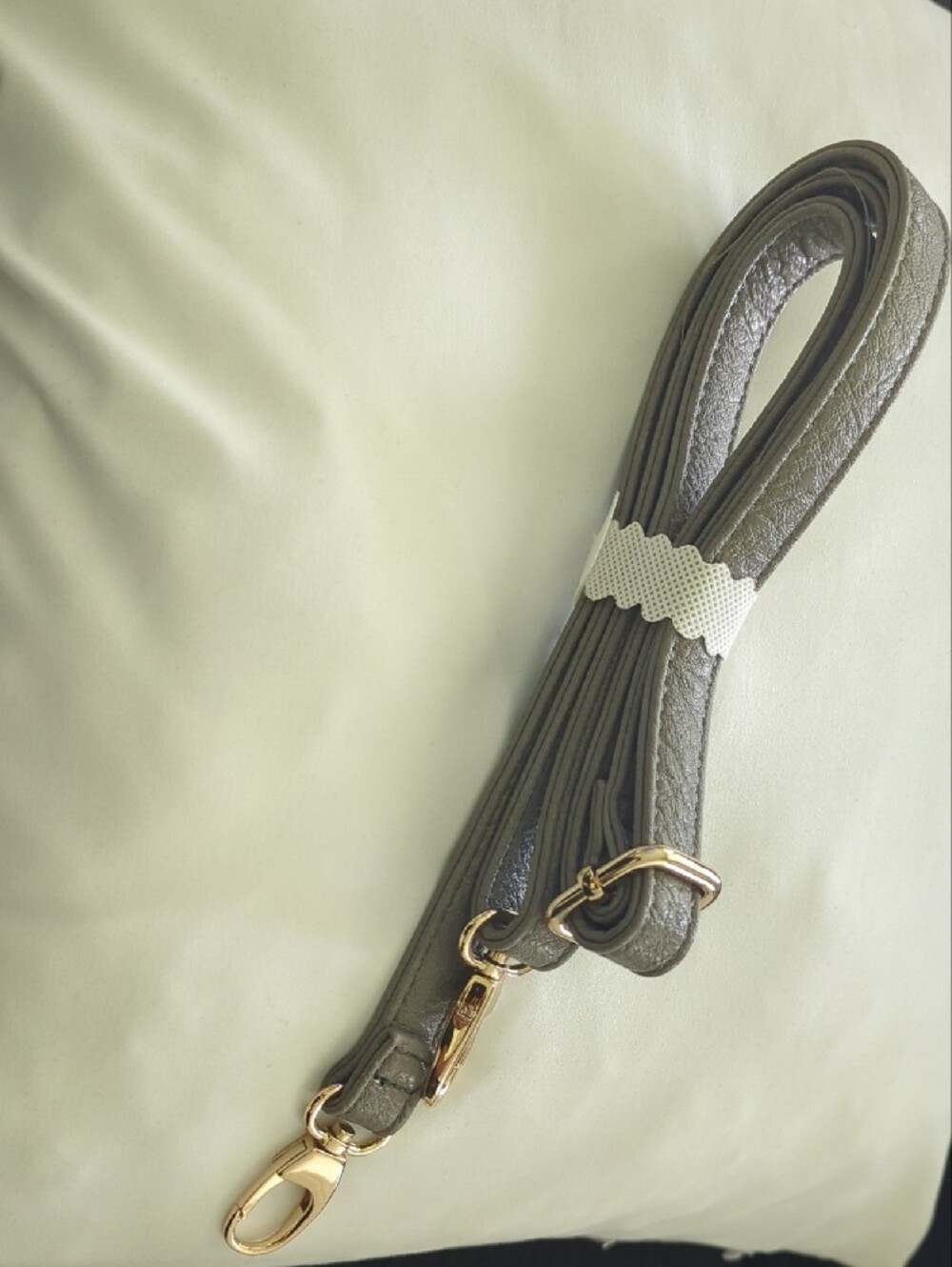 Adjustable Gray Crossbody Strap with Gold Hardware